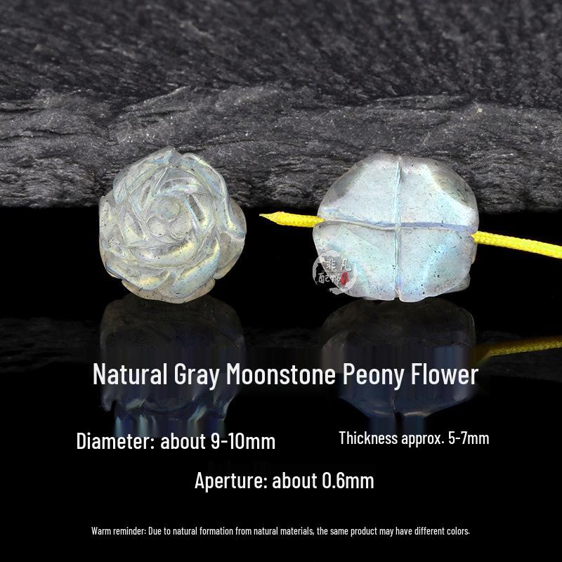 Натуральные серые лунный камень и лабрадорит, резные бусины в форме цветка пиона для изготовления украшений своими руками