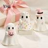 Halloween Ghost Figurine Figurine, Resin Spooky Cute Statue, Funny Creepy Fun Desk Accessories Tabletop Ornament for Home Shelf Party Haunted