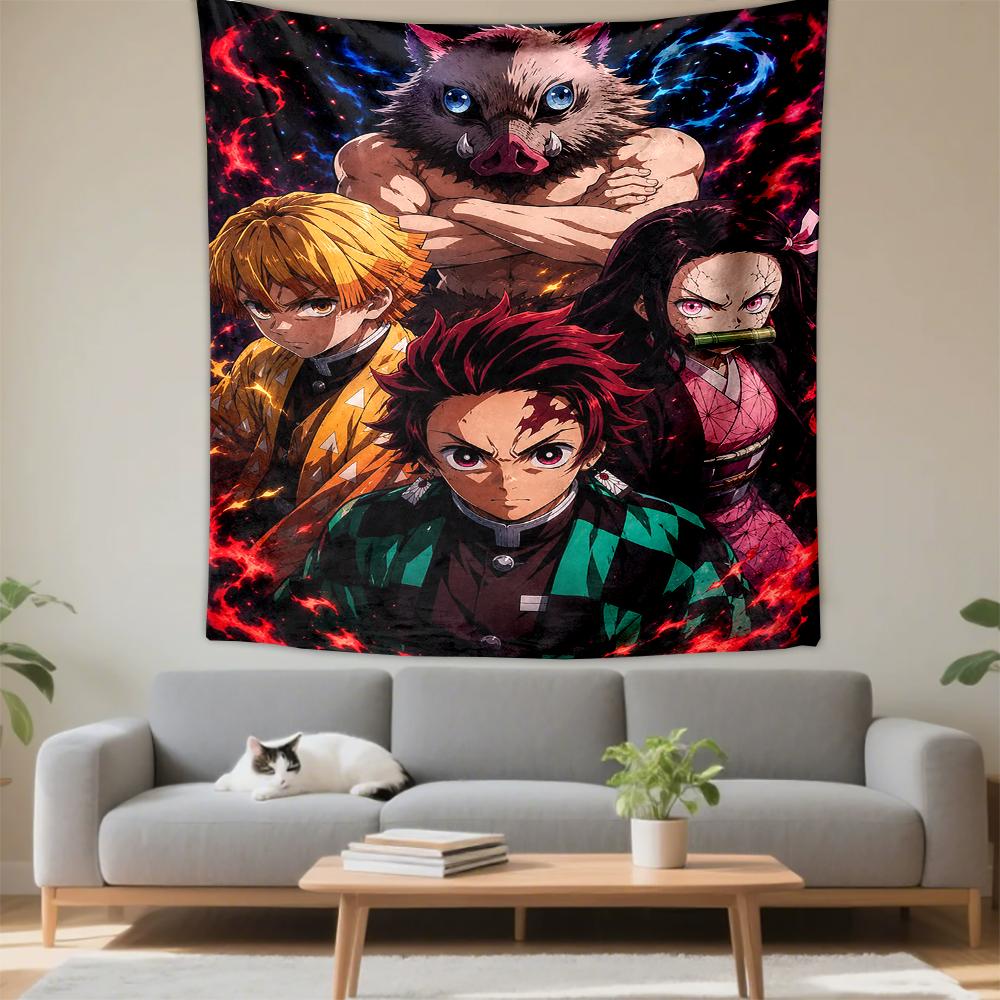 Demon Slayer Anime Characters Patterned tapestry for bedroom and living room home decor