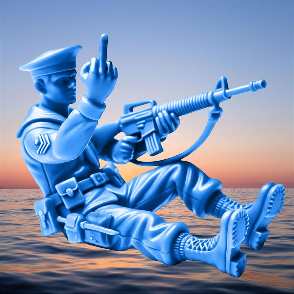 Забавные зеленые человечки, синие военно-морские фигурки, средний палец, классический военный игрушечный солдатик, набор, новинка, статуэтка солдата для домашнего рабочего стола, украшения Mili