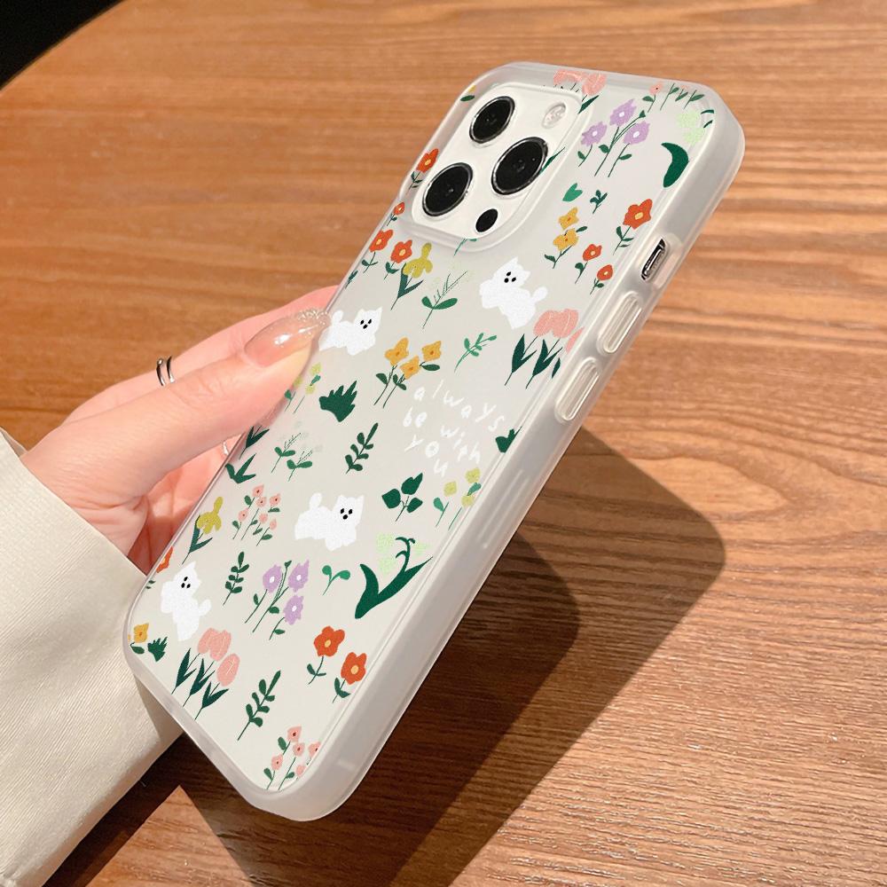 Чехлы для мобильных телефонов iPhone 11 13 15 Pro Max 12 14 Pro Max Чехол для iPhone 16 15 Plus 13 Pro 12 Матовая текстура с рисунком в виде мультяшных цветов