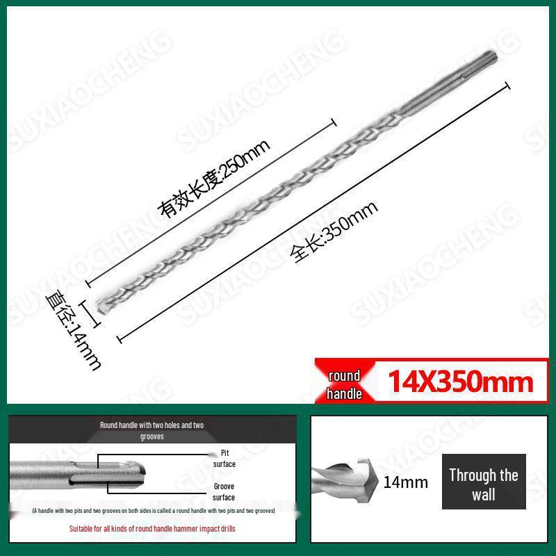 Extended Rotary Hammer Drill Bit Set for Concrete, Stone, and Brick Walls - Alloy, Square & Round Shanks