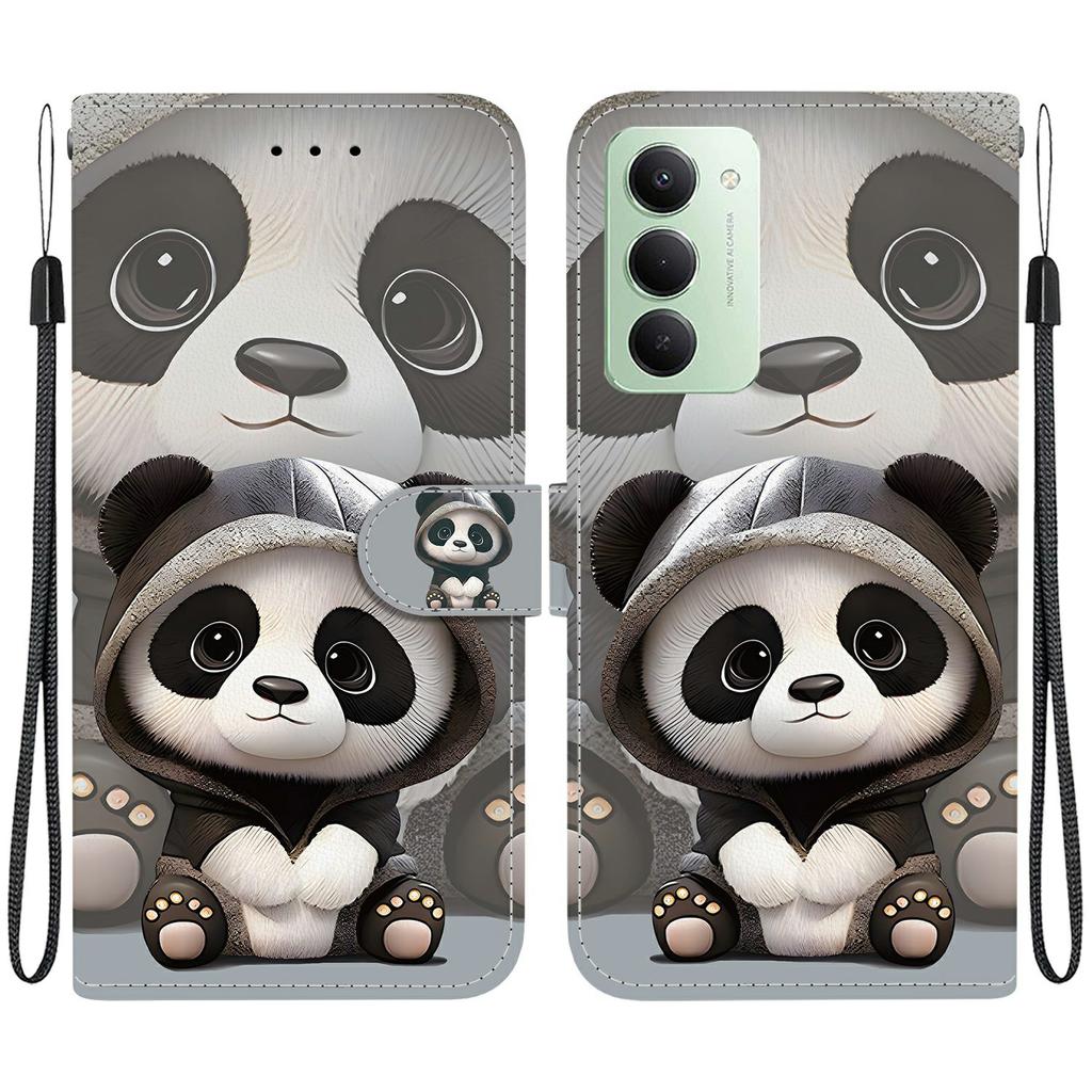 Для Xiaomi Redmi 15 4G (США) (171 мм) Чехол-кошелек из кожи с принтом, подставка для телефона, ремешок.