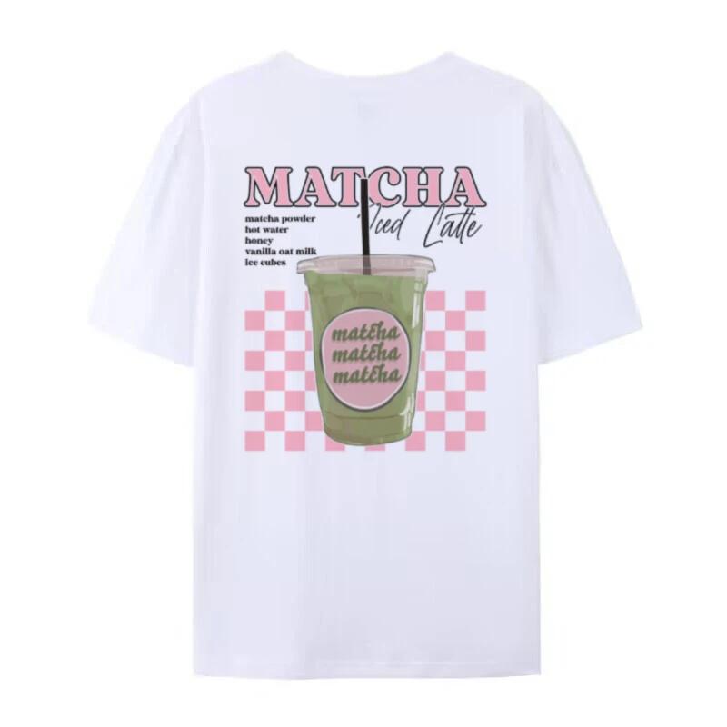 Y2k Aesthetic Matcha Latte Back Print TShirt Cute Matcha Lover T Shirt Egirl Loose Retro Streetwear Tops Unisex Fashion Clothing