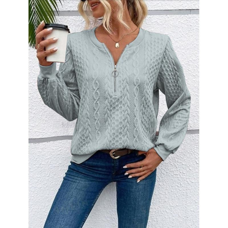 BFCCQB Women's Fashion Casual Solid Color Print Autumn Winter V-Neck Long Sleeve Hoodie