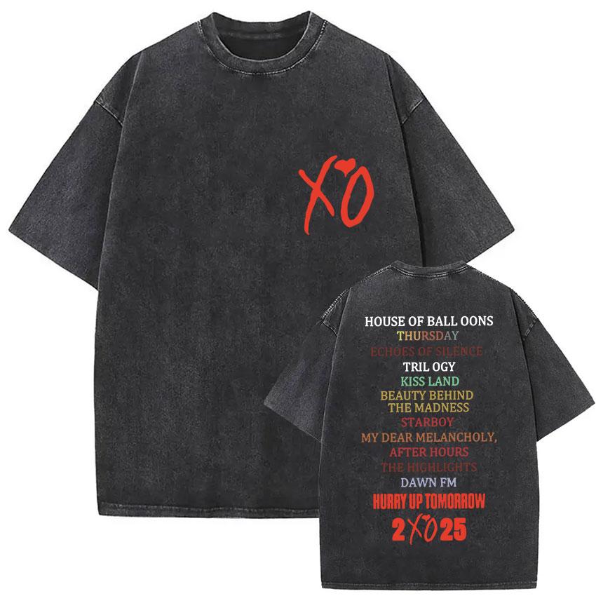 The Weeknd XO Tour Винтажная стираная футболка Мужская и Женская Летняя Хлопковая YK Clothing Повседневная Мода Круглый вырез Короткий рукав Футболка