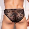 Сексуальные мужские кружевные прозрачные трусы-слипы с вырезами, эластичные, с низкой посадкой, U-образным выпуклым гульфиком, трусы-стринги с U-образным выпуклым гульфиком