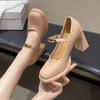 Маленький человек с неглубоким ртом Мэри Джейн туфли-лодочки женские новые весенне-летние квадратный носок модный толстый каблук высокие каблуки