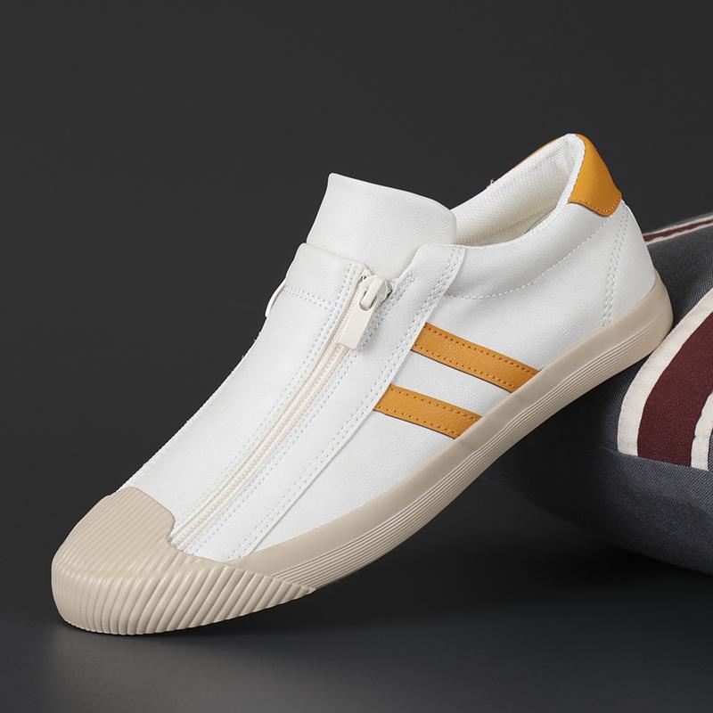 Мужская парусиновая повседневная обувь, уличные бежевые кроссовки, мужские модные двухрядные боковые молнии, дизайнерские лоферы, легкая прогулочная обувь для мужчин
