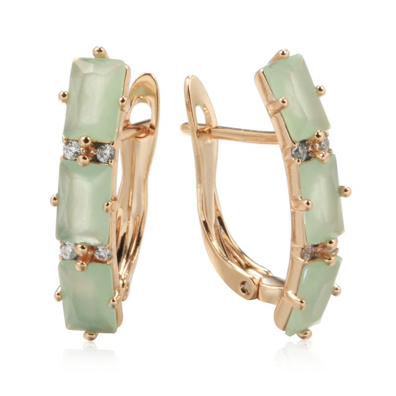 Новые серьги-капли изумрудной квадратной огранки для женщин, роскошные серьги с натуральным цирконом, цвет розового золота, модные свадебные украшения