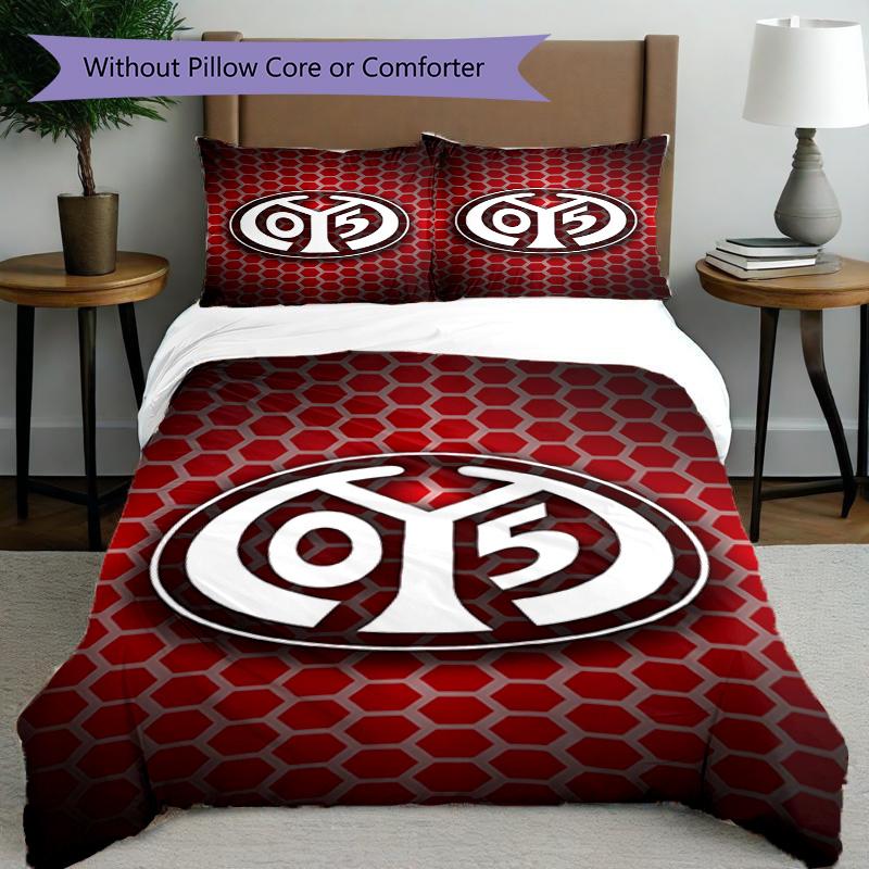 3pcs Duvet Cover Set (1*Duvet Cover + 2*Pillowcase, Without Core), 05 1FSV Mainz 05 Print Bedding Set, Bedroom Decor, All‑Season, Birthday Gift
