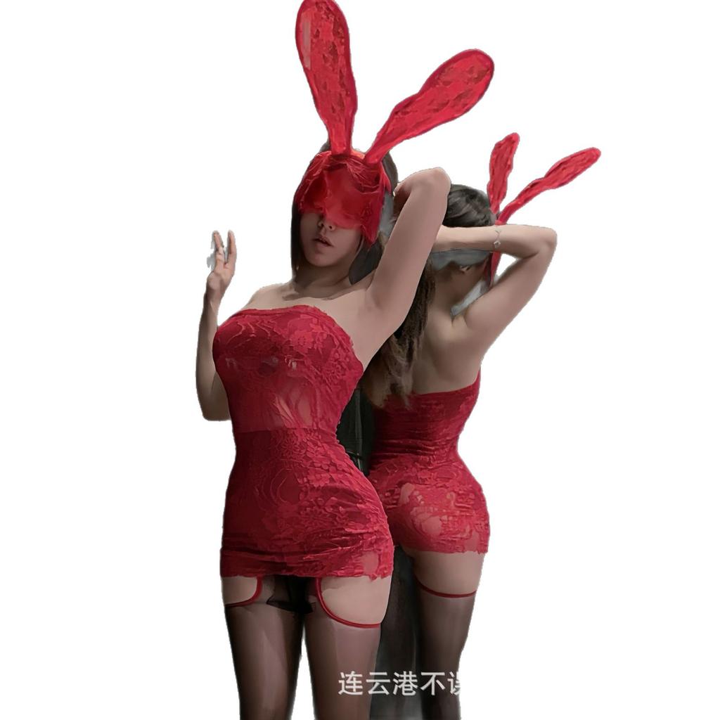 Sexy lingerie sexy red lace hip skirt pure desire flirting sex uniform qqny sleeping clothes