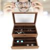 12 Slots Glasses Box Wooden Double Layer Glasses Display Case Box Organizer Decoration