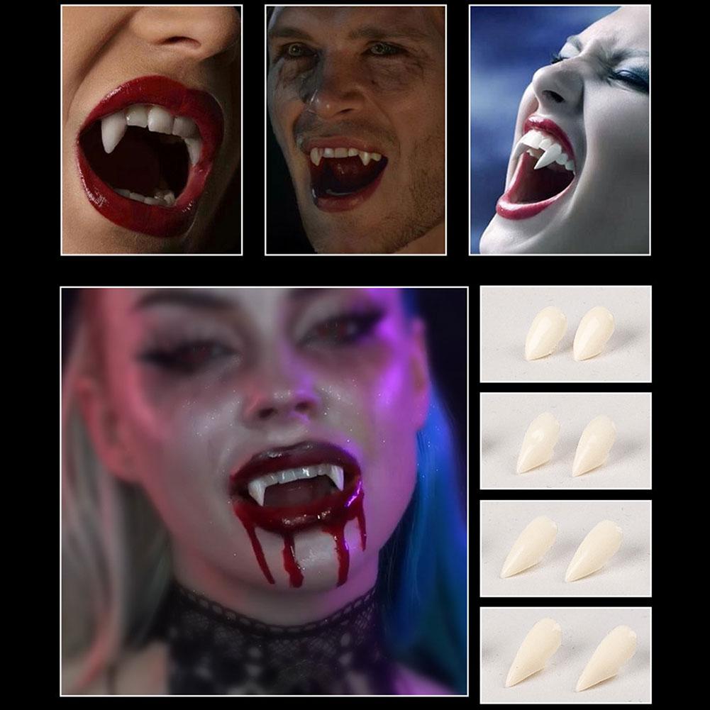 Клыки вампира на Хэллоуин, искусственные зубы с клеем для зубов, реквизит для косплея, искусственные зубы вампира из смолы для костюма для вечеринки своими руками