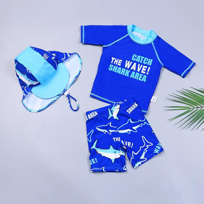 Kids' Boys' Cartoon Swimsuit Set - Split Design with Long & Short Sleeves