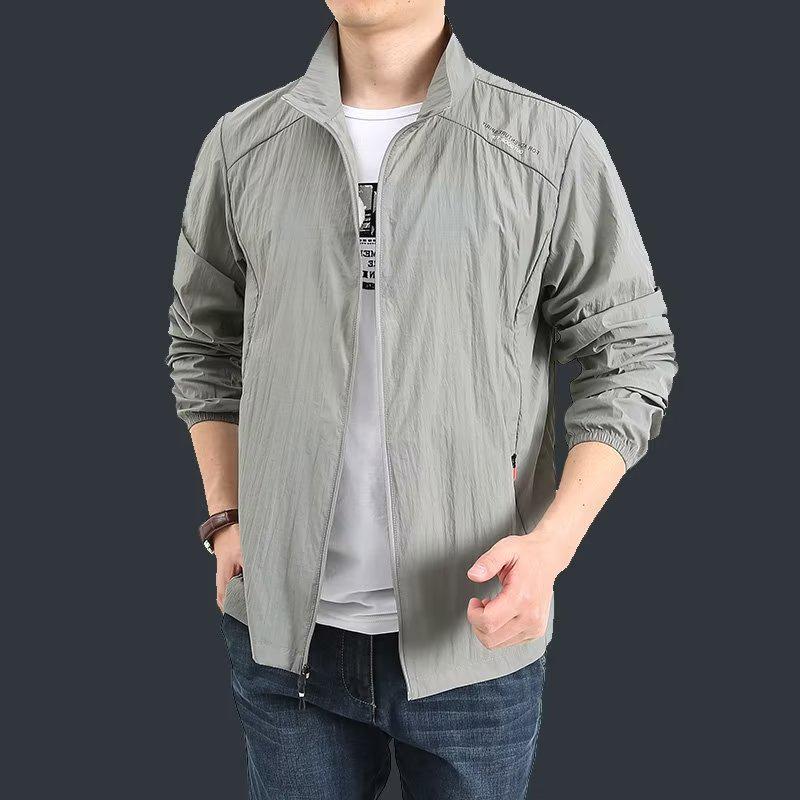 Мужская летняя куртка для активного отдыха Ice Silk с воротником-стойкой и солнцезащитным покрытием — дышащая и быстросохнущая.