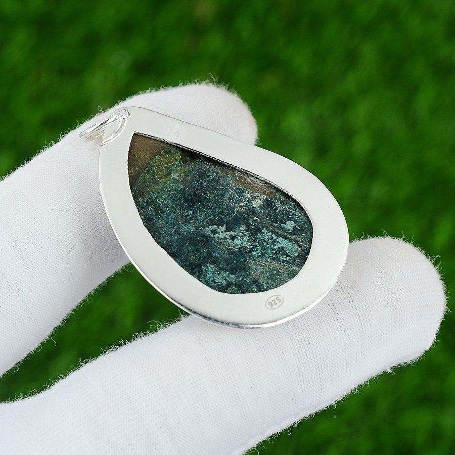 Натуральный тибетский бирюзовый драгоценный камень Ювелирные изделия 925 стерлинговое серебро Подвеска для женщин