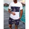 Men's Short Sleeve Shorts Set Beach Resort Style Stylish T-Shirt and Drawstring Shorts 2 Piece Hawaiian Men's Casual Wear Set