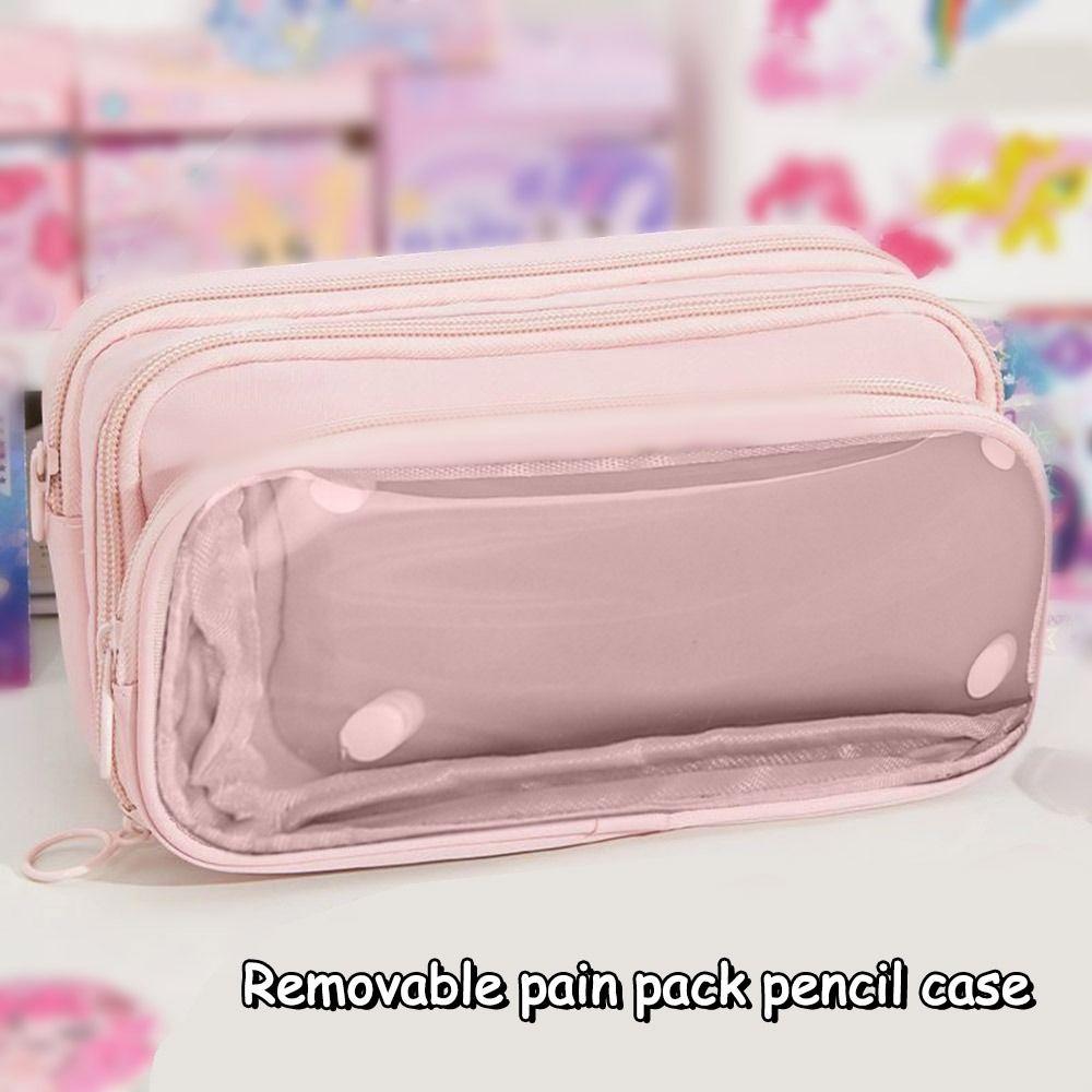 with Zipper Transparent Pencil Case Multifunctional Pencil Bag Fashion Stationery Box  Student