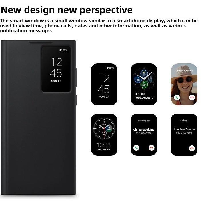 Кожаный чехол-бумажник Samsung Galaxy S23 Ultra Flip с умным окном для делового и модного использования