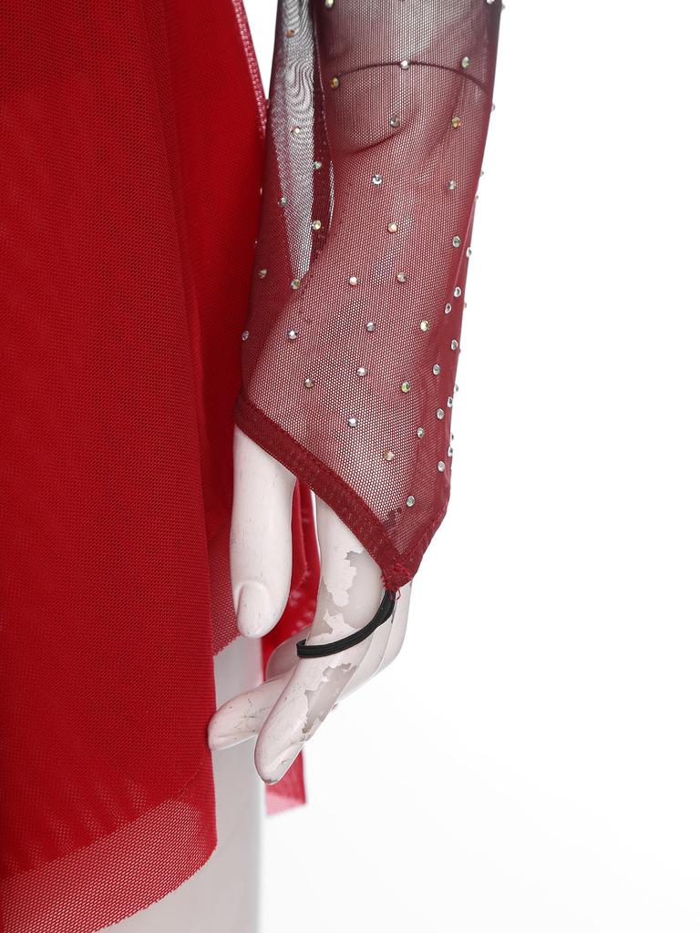 Женский костюм для фигурного катания с блестящими стразами, сетчатой вставкой, встроенными трусиками, платья градиентного цвета