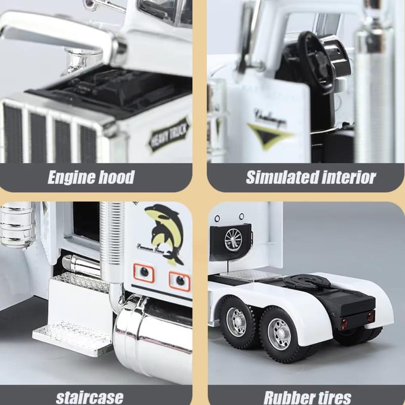 Игрушечная модель тяжелого грузовика Peterbilt 389 в масштабе 1/24, литая модель из сплава, со звуком и светом, модель грузовика с инерционным механизмом, игрушка для мальчика, детская подарочная коллекция
