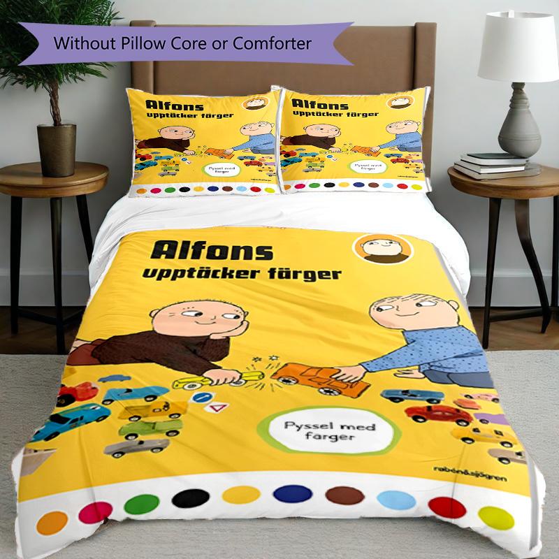 3pcs Duvet Cover Set (1*Duvet Cover + 2*Pillowcase, Without Core), Alfons Aberg Print Bedding Set, Bedroom Decor, All‑Season, Birthday Gift