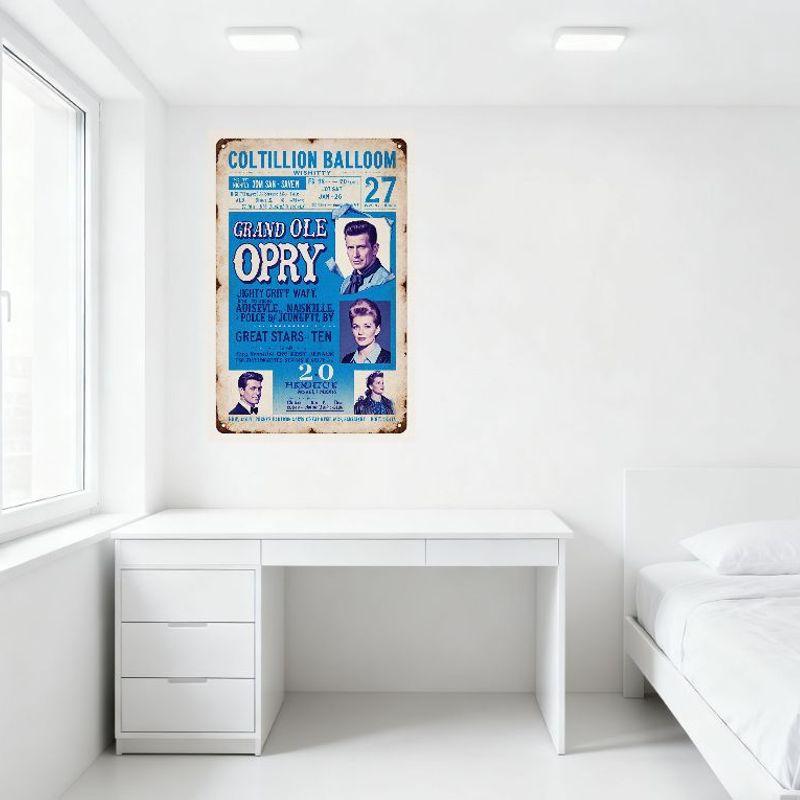 Grand Ole Opry Vintage Metal Sign Coltillion Balloon Wishart Event Poster Rusty Border Blue White Aged Retro Tin Sign for Bar Pu