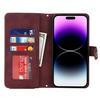 For iPhone 14 Pro Max Stand Case PU Leather Phone Cover with Straps/Zipper Wallet/Multiple Card Slots
