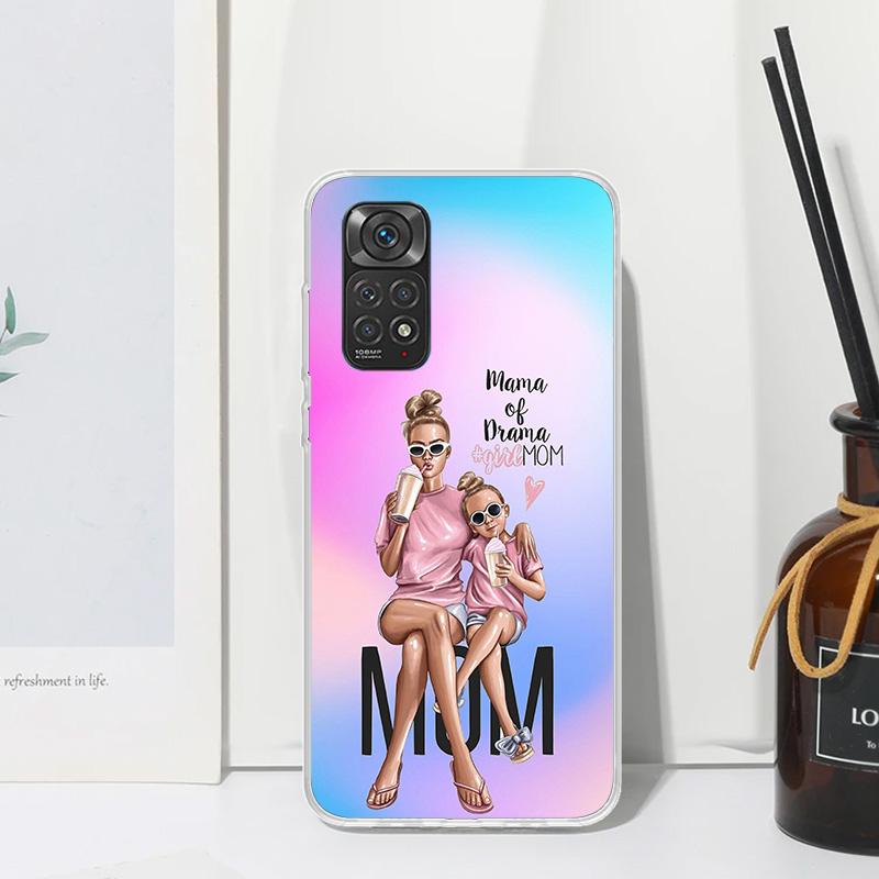 Женская Модная Девушка Супер Мама Чехол для Телефона Ребенка Для Xiaomi Redmi Note 15 13 14S 14 Pro Plus 12S 11S 10S 12 11E 10 11T Арт Fundas Ba