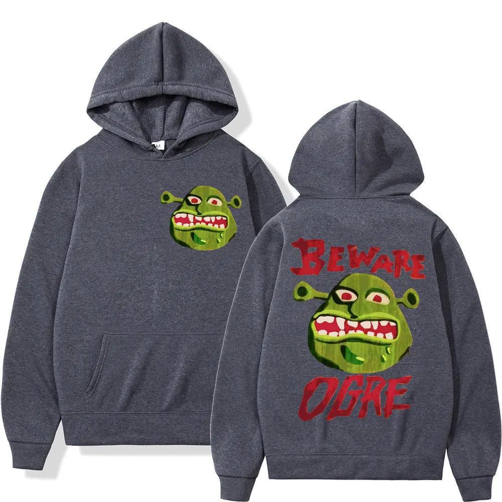 Street Men's Autumn and Winter Casual Loose Hooded Sweatshirt Shrek Creative Fun Print Outdoor Fashion Loose Long Sleeve Hoodies