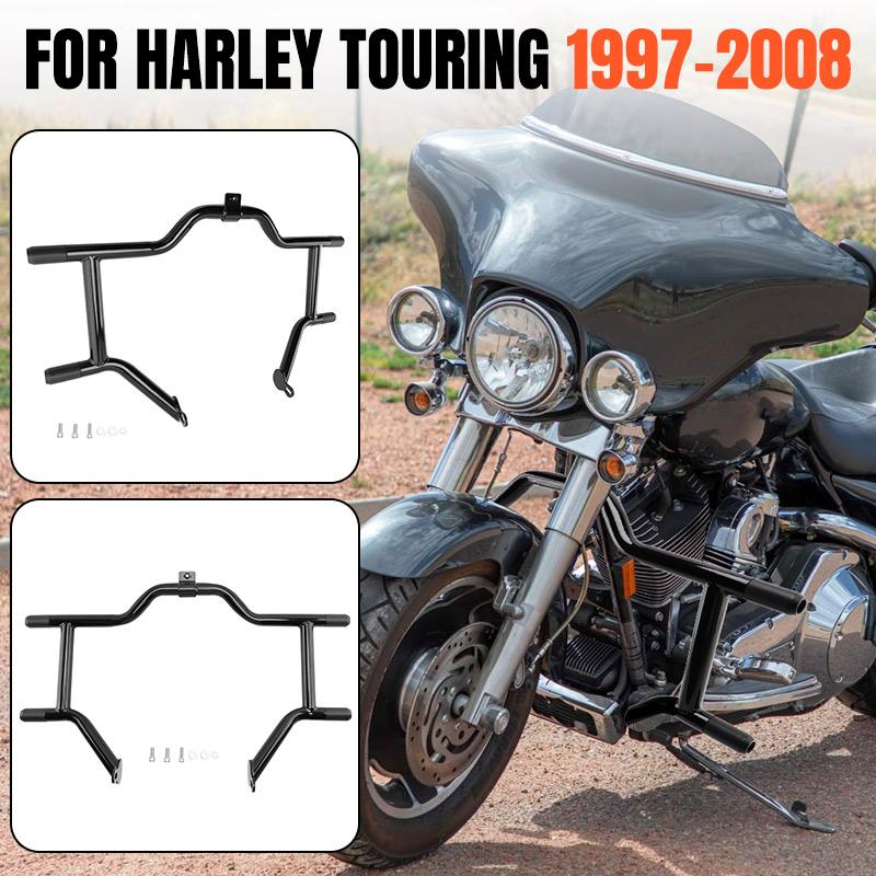 Передняя защита двигателя мотоцикла Для Harley Touring Street Glide Road King Electra Glide 97-08 Дуга безопасности Защита шоссе Черный