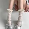 Women's Summer Bow-Accent Striped Slouch Socks - Breathable Mid-Calf Ballet Style