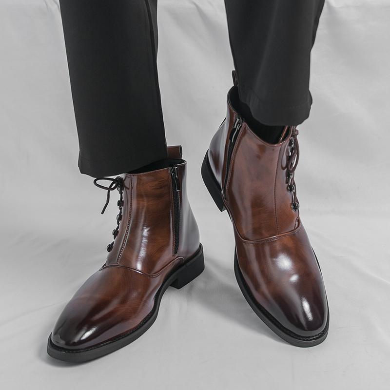 Мужские высокие черные кожаные ботинки Платье Формальный Бизнес Ретро Коричневые ботильоны Смокинг Фиолетовые Свадебные туфли Большой размер