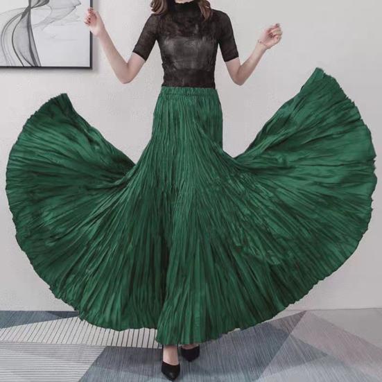 Women Maxi Skirt Elastic High Waist Super Large Pendulum Design Long Skirt Pleated Dance Skirt Party Wear
