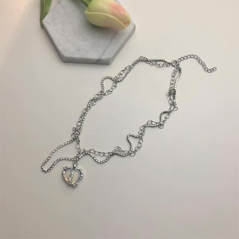 Vintage Goth Heart Pendant Choker Clavicle Chain Necklace For Women Girl Punk Collar Aesthetic Y2K Jewelry Gift