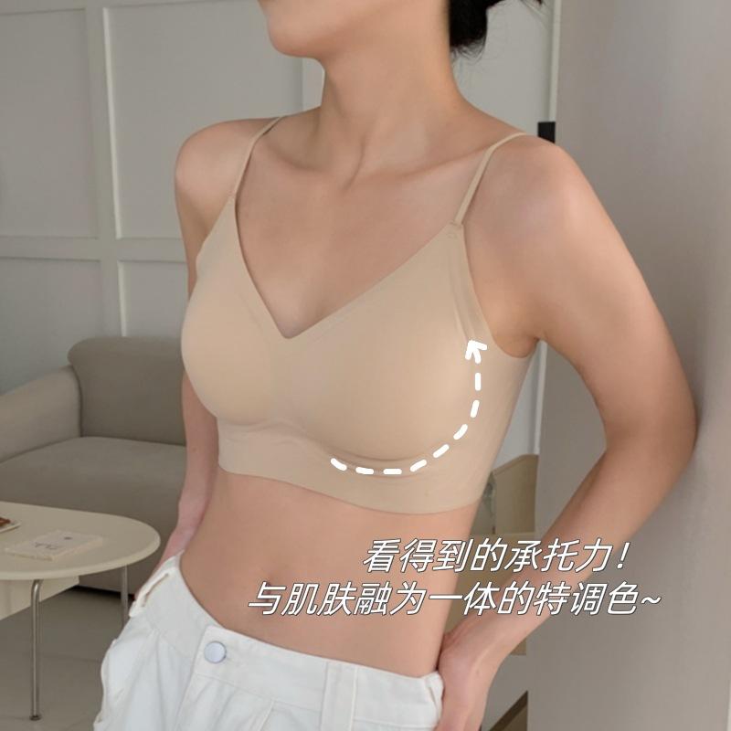 Traceless big backless summer thin underwear women's foundation invisible beauty back bra small chest not empty cup gathering breathable