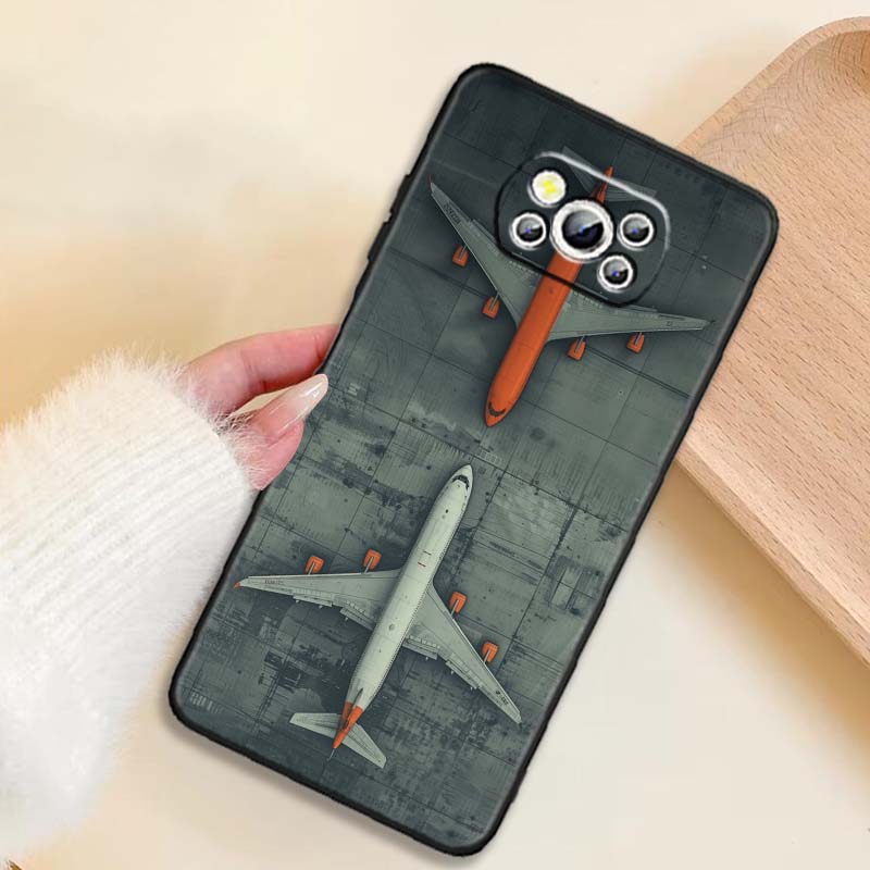 Модный узор с самолетами Для Xiaomi Mi Poco F3 F4 F5 F6 X3 X4 X5 X6 X7 M3 M4 M5 M6 M7 GT Pro 5G Черный чехол для телефона