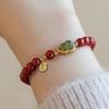 Ladies' New Bracelet Imitation Cinnabar Fulu Auspicious Luck Natal Year Peace and Fortune Temperament Retro Elegant Beads