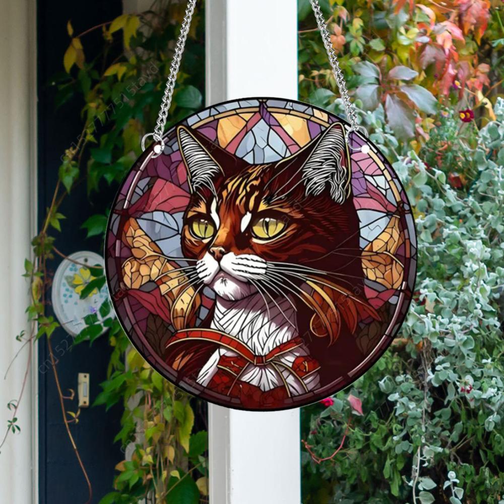 Панель для украшения дома «Ловец солнца» Водонепроницаемая акриловая оконная панель Подвесная книга-ловец солнца и кошка Витражное стекло «Древо жизни»