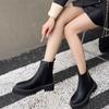 Fashion British Style Women's Boots for Autumn and Winter 2025, New Side Zipper Leather Short Boots, Black Versatile Thick Sole