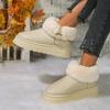 Snow Boots for Women Winter New Cashmere Boots Fashion Metal Buckle Thick Soles Plush Botas Cotton Shoes for Woman