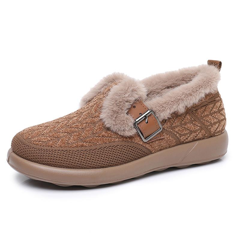 Women's Winter Warm Fluffy Loafers Casual Non-Slip Comfortable Work Flats for Women Fleece Lined Walking Shoes Faux Suede Outdoor Plush Short Boots
