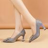 2024 Hot-selling Fashion Women's Shoes with Pointed Toe Square Buckle Rhinestone Decoration Stiletto Heel Versatile Slip-on