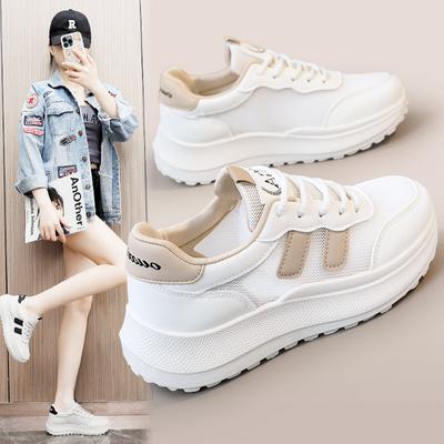 G2605 Новые белые туфли, женская летняя универсальная спортивная женская обувь с сеткой, увеличивающая рост обувь, студенческая обувь с сеткой