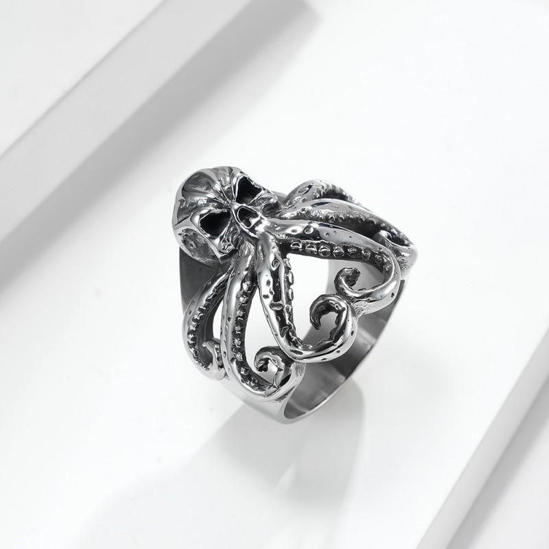 Adjustable Octopus Ring Men Women Vintage Style Copper Plated Open Band Statement Jewelry