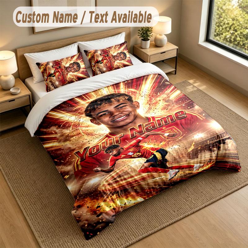 Bedding Set 1 Duvet Cover 2 Pillowcases Lamine Yamal Print Soft Bed Linen Bedroom Decor