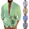 New Men's Retro Casual Loose Fitting Long Sleeved Printed Shirt