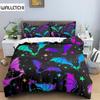 Skull Bedding Set Halloween Bats Duvet Cover King Size Microfiber Pumpkin Skeleton Print Comforter Cover With Pillowcases Decor