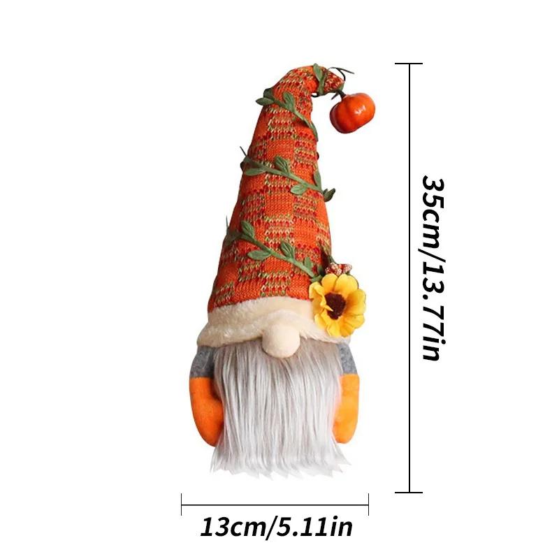 Fall Gnome Pumpkin Sunflower Mini Doll Dwarf Plush Ornaments for Christmas Autumn Thanksgiving Decor Gifts Halloween